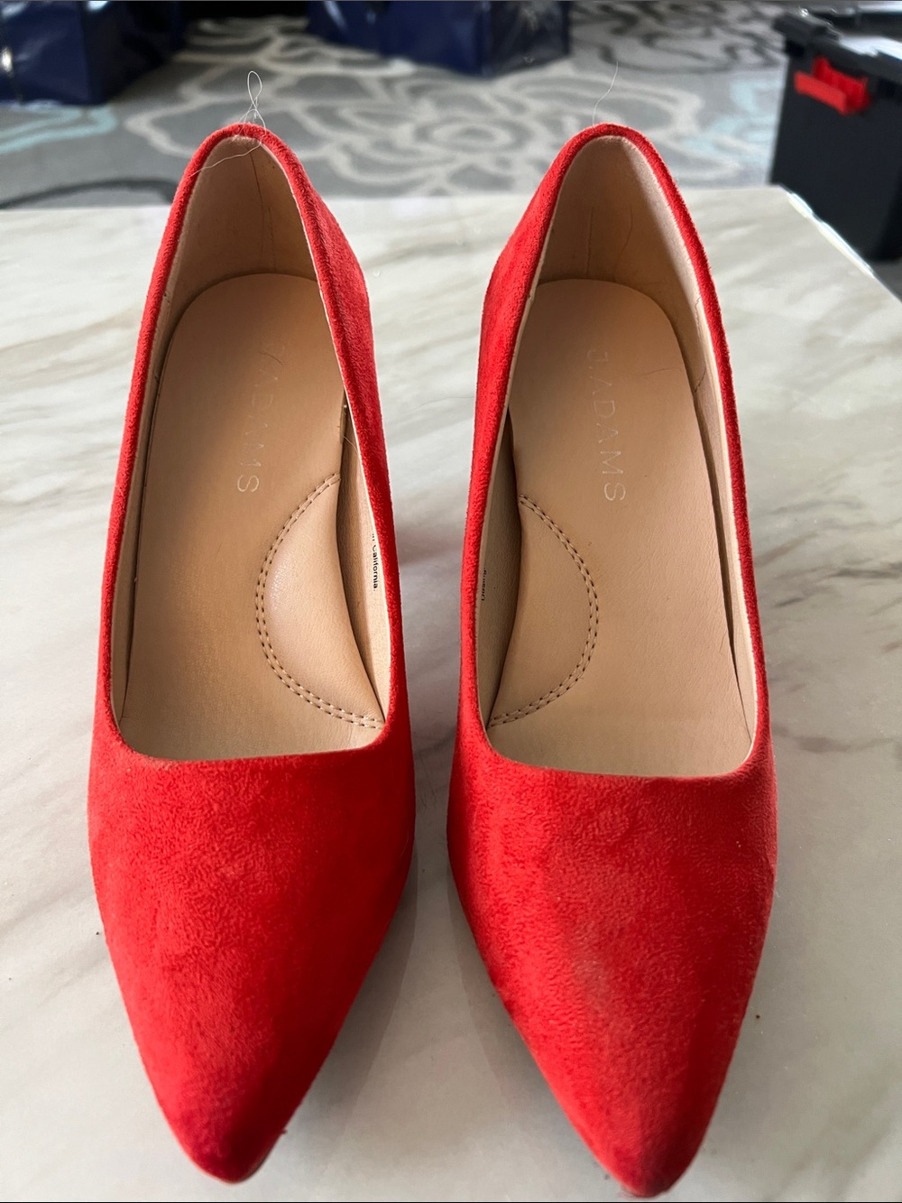 Stacy Adams Red Pointed-Toe Suede Pumps